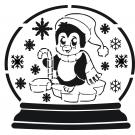 Stencil Schablone  Schneekugel mit Pinguin